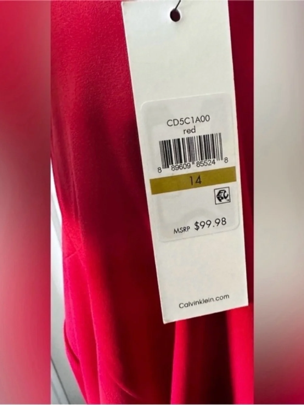❤️ NWT! Red CALVIN KLEIN Sleeveless Sheath Dress - Size 14